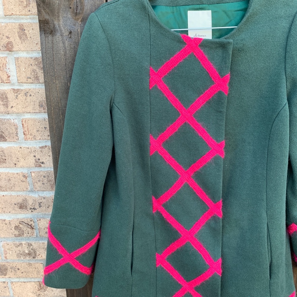 Anthropologie Elevenses Tamarisk Lattice Coat 6 - Picture 2 of 8